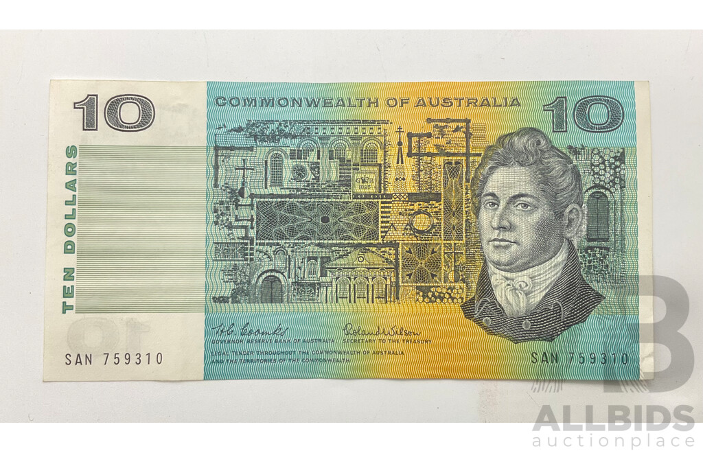 1966 R301 A/UNC Coombs Wilson $10 Note. SAN 759310.