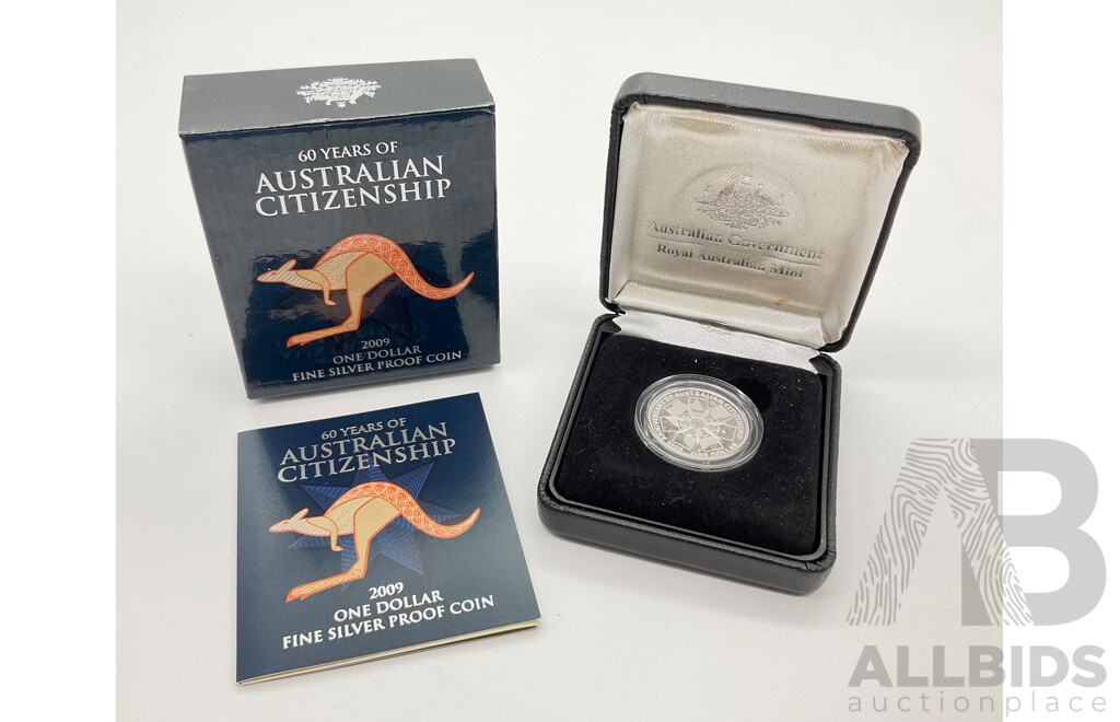 2009 RAM $1 Fine Silver Proof Coin. Australian Citizenship 60 Years.