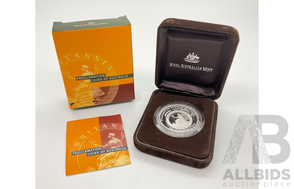 2000 RAM $1 Fine silver 1oz. 40mm coin. Proclamation of Australia.