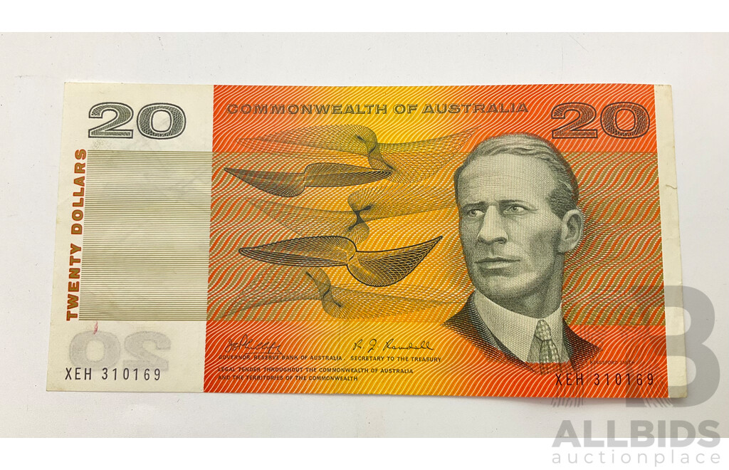 1968 Australian $20 note. XEH310769, a/UNC, R403.