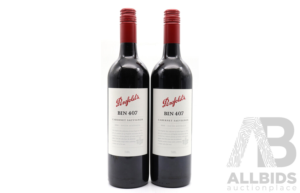 Penfolds Bin 407 Cabernet Sauvignon Vintage 2010 X 2