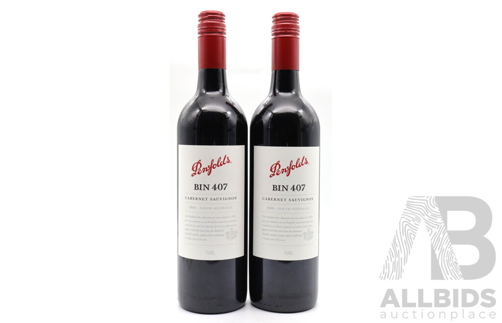 Penfolds Bin 407 Cabernet Sauvignon Vintage 2010 X 2