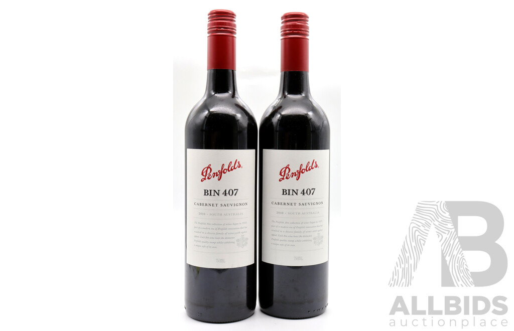 Penfolds Bin 407 Cabernet Sauvignon Vintage 2010 X 2