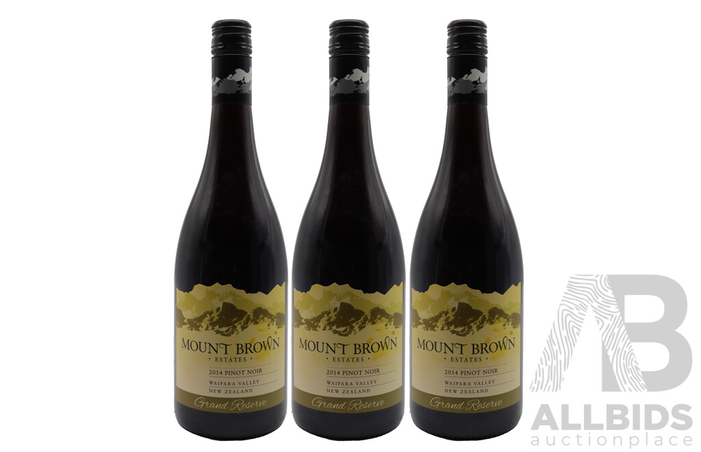 Mount Brown Estates Waipara Valley Pinot Noir Vintage 2014 X 3