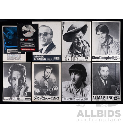 Selection of Vintage Music Promotional Posters Featuring - Slim Dusty; Glenn Campbell & More, All c1950s, Ink on Cardboard, 50 x 39 cm (largest) (9)