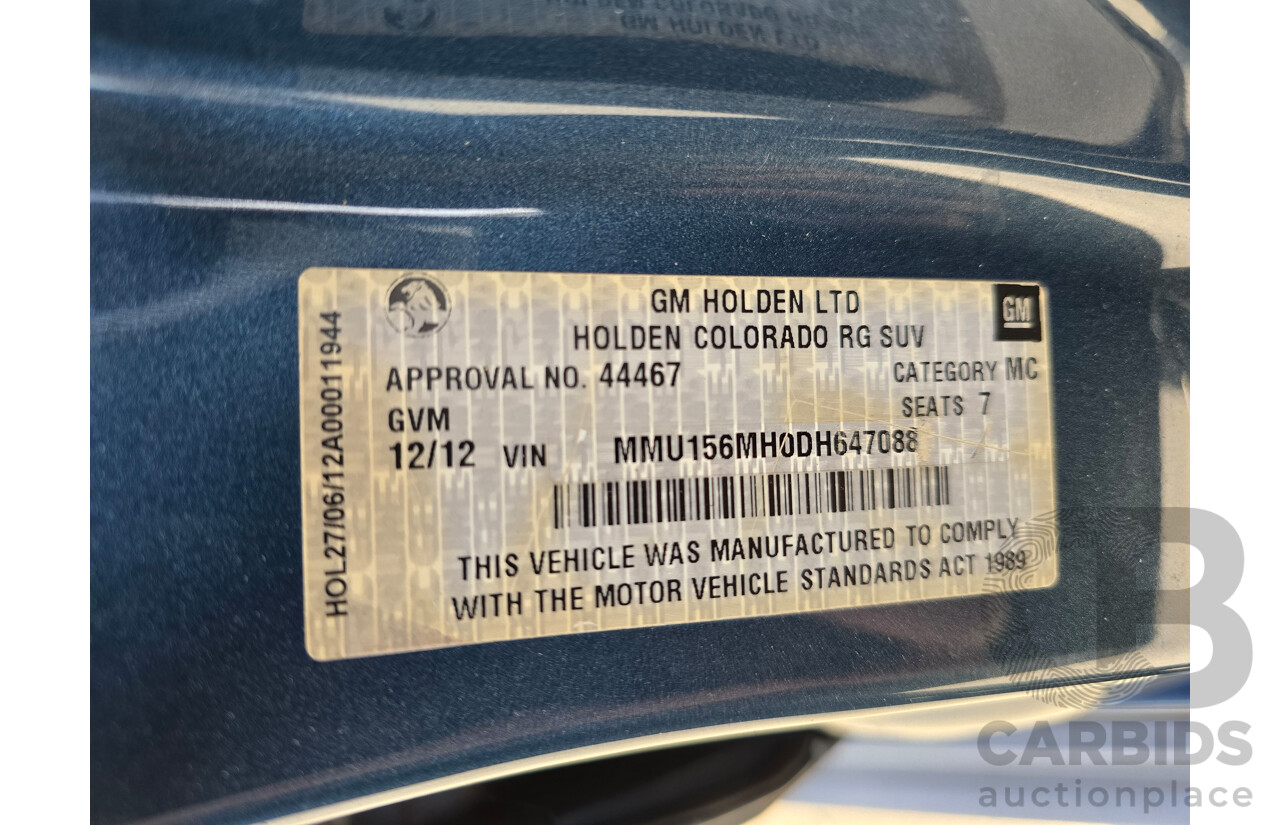 12/2012 Holden Colorado 7 LTZ (4x4) RG 4d Wagon Blue Mountain Metallic Turbo Diesel 2.8L - 7 Seater