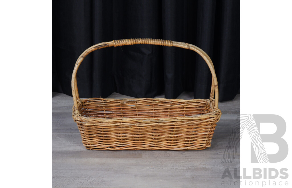 Vintage Cane Kindling Basket