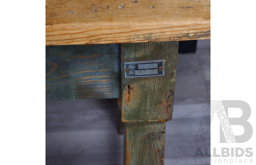 Large Vintage Timber Workshop Bench