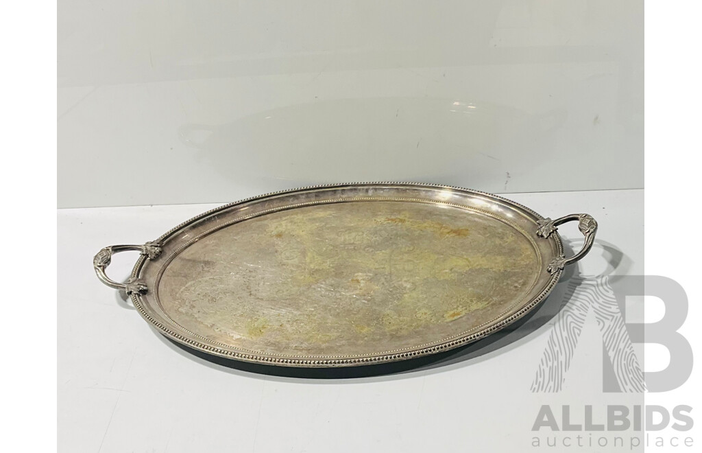 Huge Silver Plate Handled Serving Platter