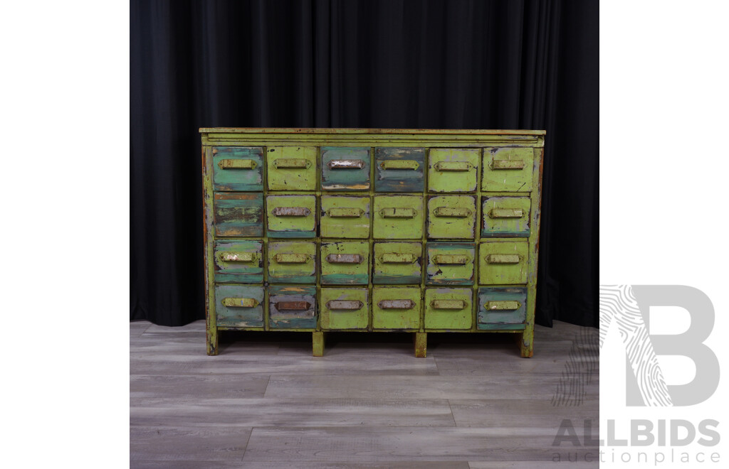 Vintage Industrial Bank of 24 Drawers