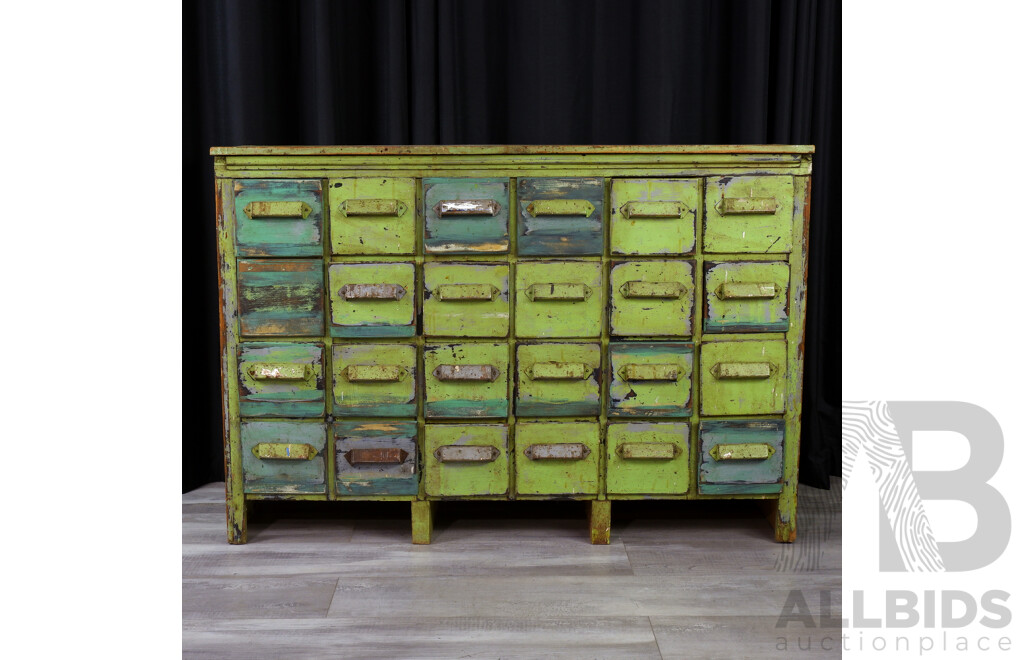 Vintage Industrial Bank of 24 Drawers