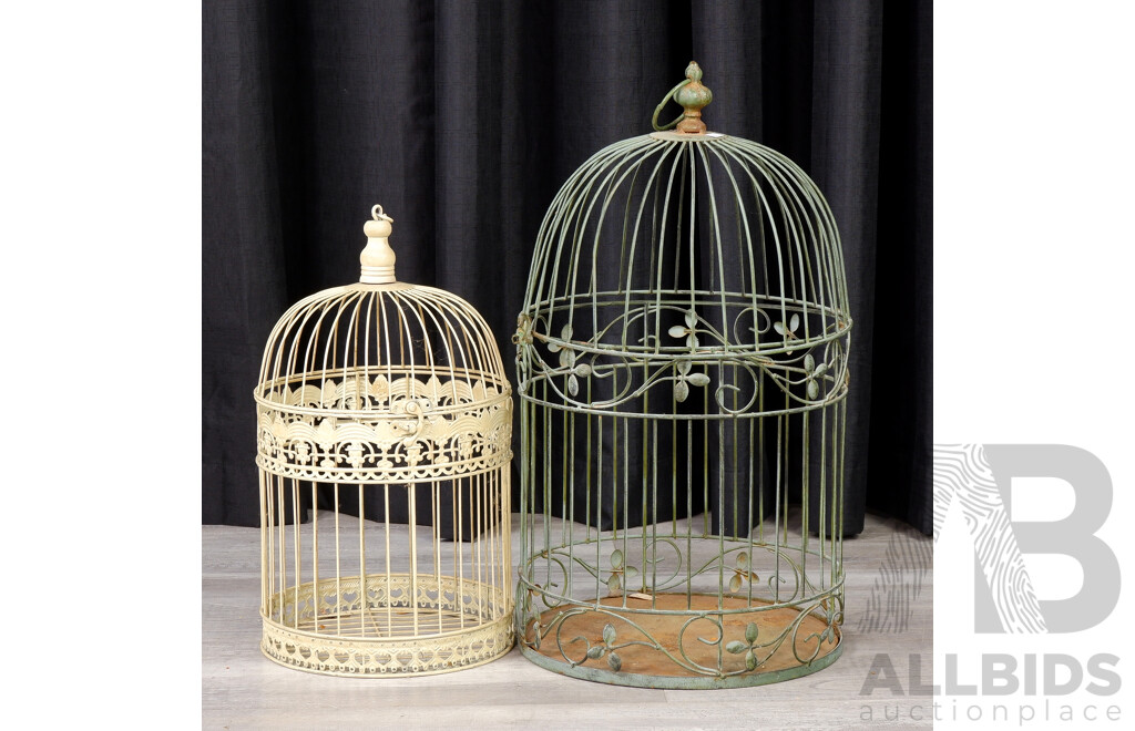 Pair of Graduated Metal Bird Cages