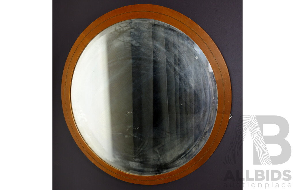 Round Edwardian Timber Framed Mirror