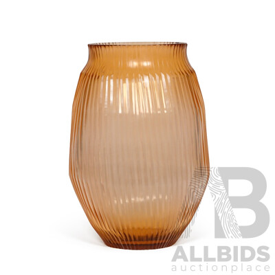 B T Cut Glass Vase medium Copper 28 x20 cm (mouth 14cm approx)