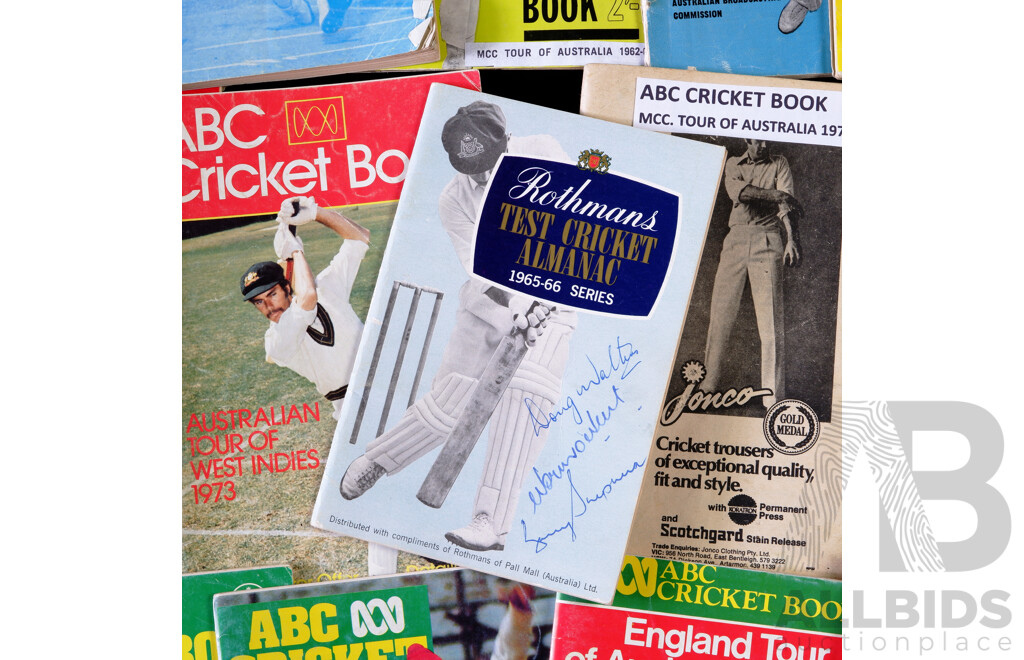 Collection 17 Vintage ABC Cricket Books, 1958 & 59, 1982 & 3 Along with Three Other 1960s Cricket Books