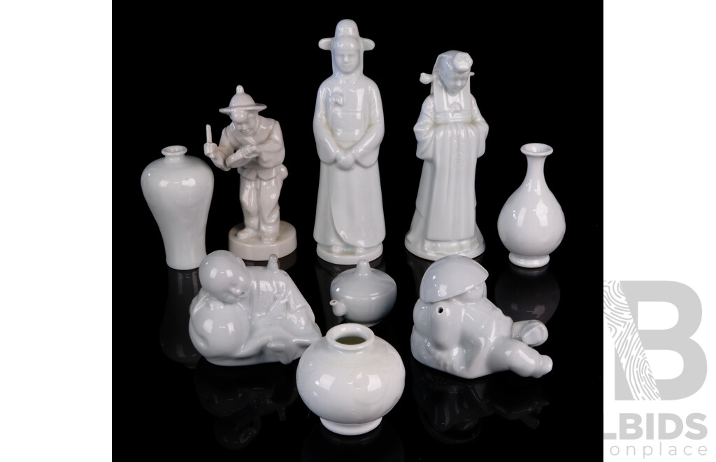 Collection Nine Hand Made Korean Celadon Ceramic Pieces