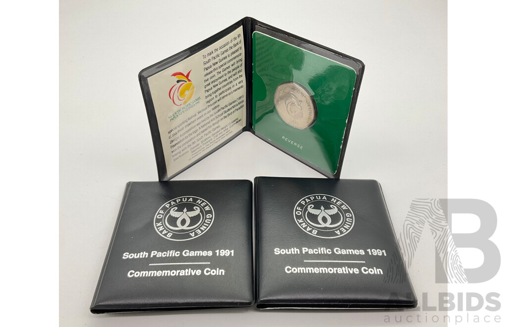 Three RAM Papua New Guinea 1991 Commemorative Coins - South Pacific Games