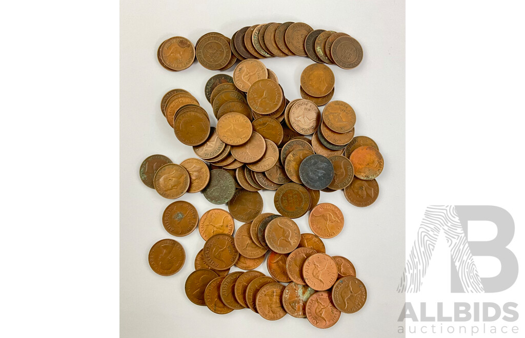 Collection of Australian Half Pennies, Examples From 1913 KGV to 1964 QE2