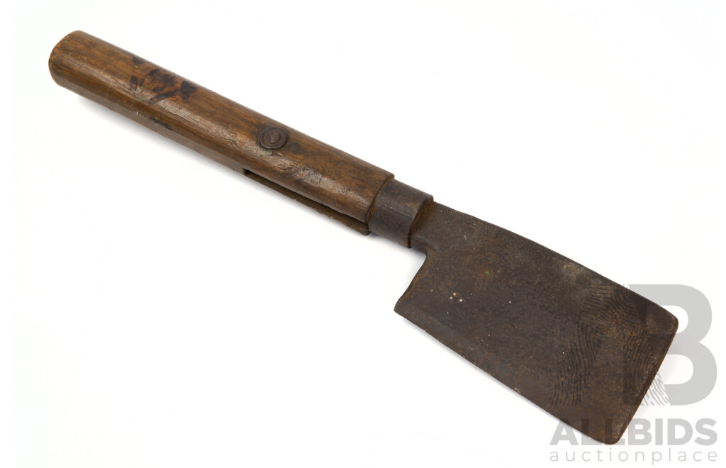 Fantastic Antique Heavy Long Handled Japanese Cleaver