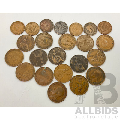 Collection of United Kingdom Pennies and Half Pennies, Examples From QV to KGVI