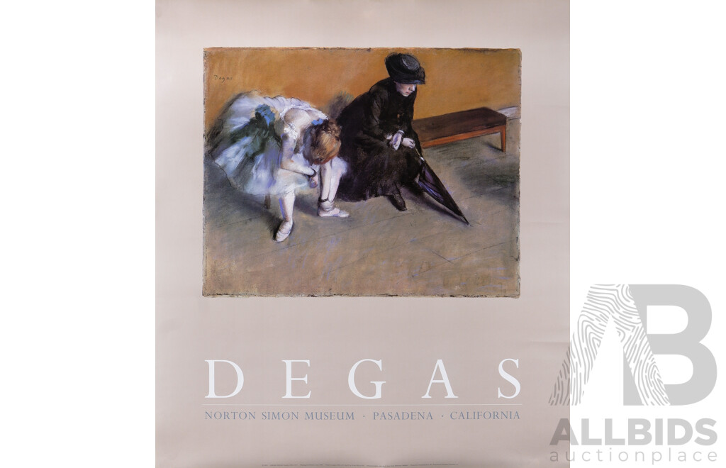 Edgar Degas, (French, 1834-1917), L'Attente [Waiting], Reproduction Poster Print From the Original Pastel on Paper Circa 1882, Published by Norton Simon Musuem, Pasadena, California, 1993, 66 x 59 cm