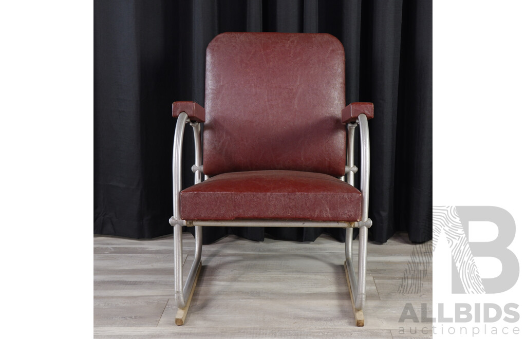 Vintage Tubular Aluminium Upholstered Lounge Chair by Warren McArthur