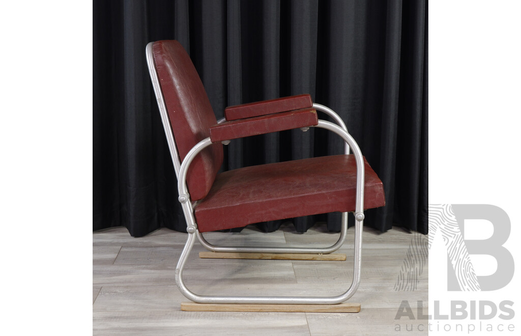 Vintage Tubular Aluminium Upholstered Lounge Chair by Warren McArthur