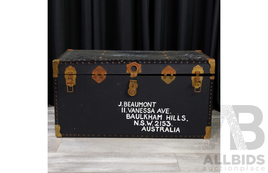 Vintage Canvas Clad Shipping Trunk