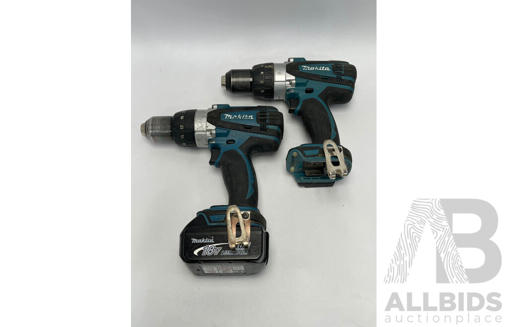 Makita 18 V Cordless Hammer Drills - Lot of 2