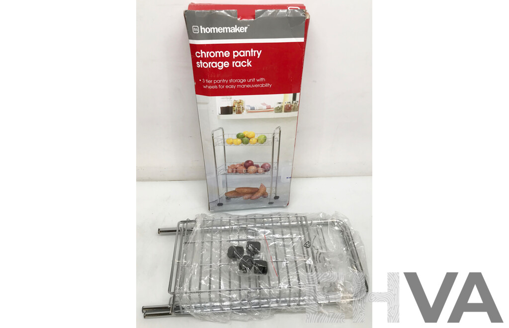 Homemaker Chrome Pantry Storage Rack - Brand New
