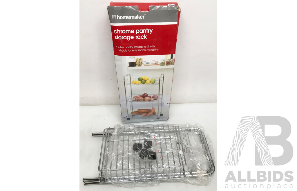 Homemaker Chrome Pantry Storage Rack - Brand New