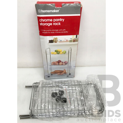 Homemaker Chrome Pantry Storage Rack - Brand New