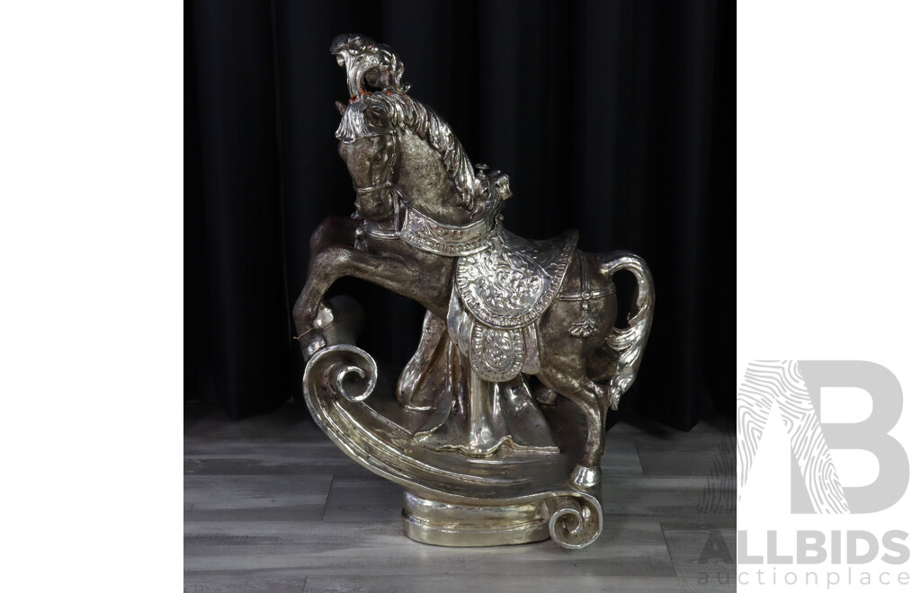 Large Terracotta Rearing Dressage Horse Statue