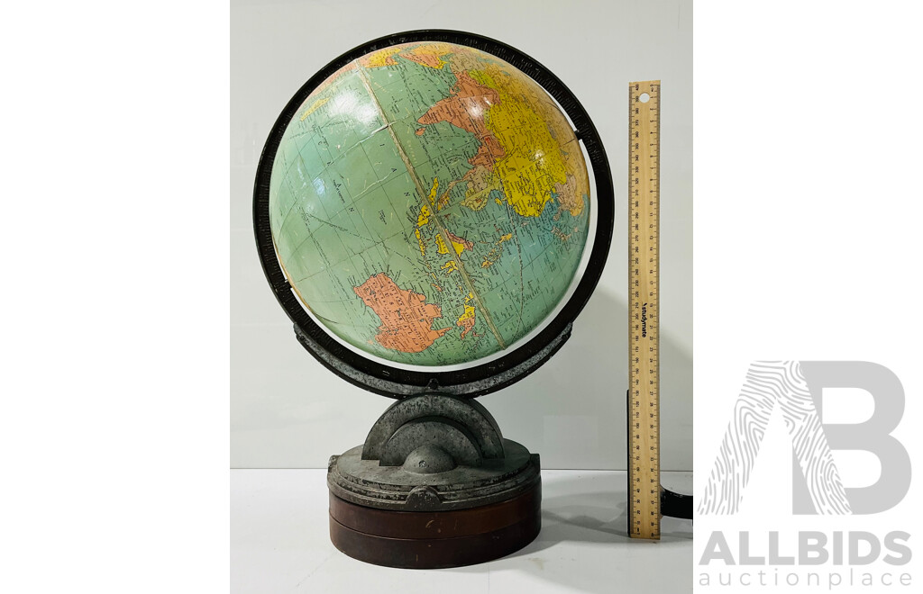 Vintage Globe with Wood and Metal Base