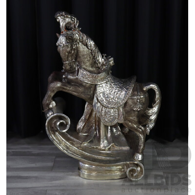 Large Terracotta Rearing Dressage Horse Statue