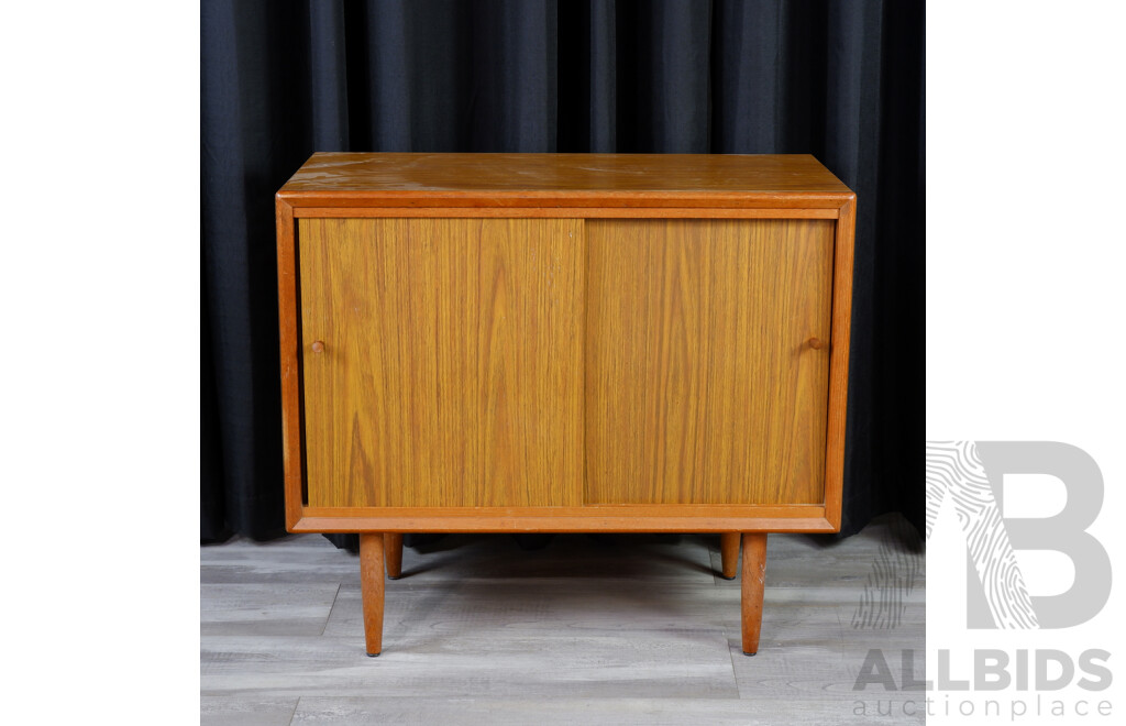 Mid Century Veneered Side Cabinet with Two Sliding Doors