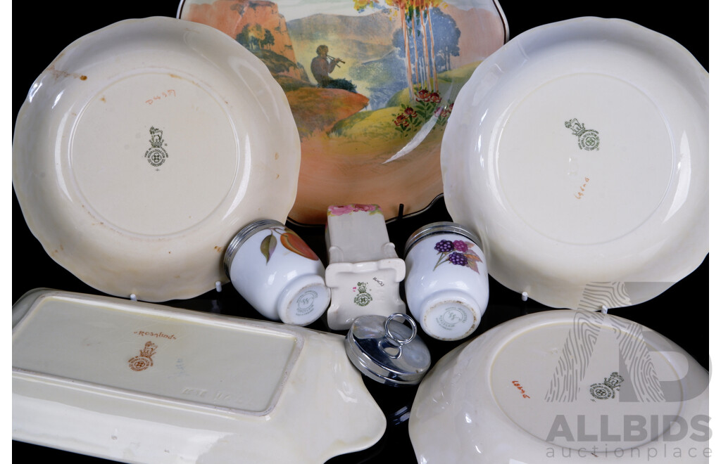 Collection Six Antique Royal Doulton Porcelain Pieces Along with Pair Royal Worcester Egg Coddlers