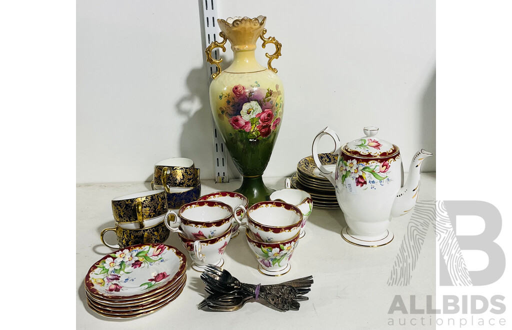 Collection of Porcelain From Carlton, Narcissus Fine Bone Bell China and More