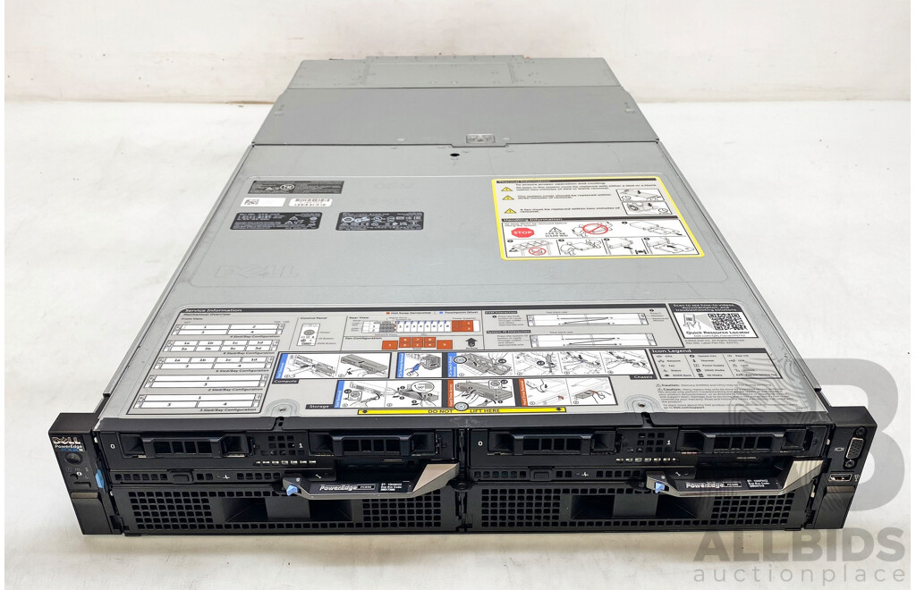 Dell PowerEdge FX2s 4-Slot Blade Chassis W/ 2x PowerEdge FC640 Dual Intel Xeon GOLD (5115) 2.40GHz-3.20GHz 10-Core CPU Server & 32GB DDR4