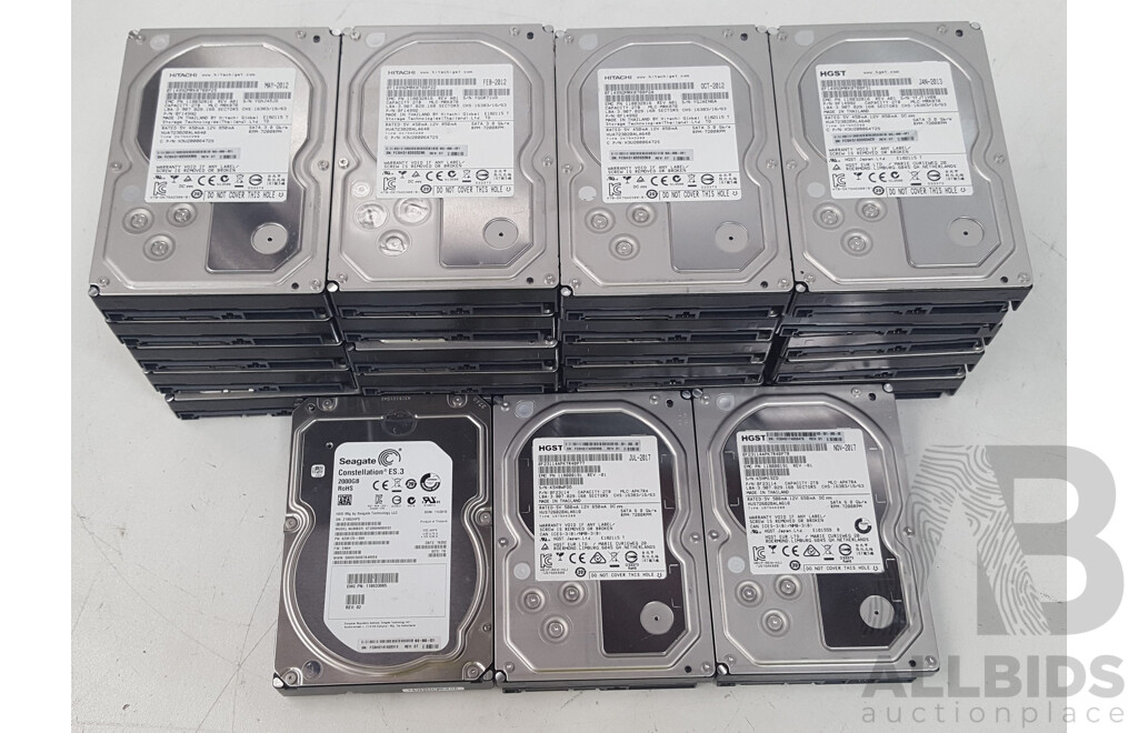 Assorted 2TB 7.2K SATA 3.5-Inch Hard Drives - Lot of 23