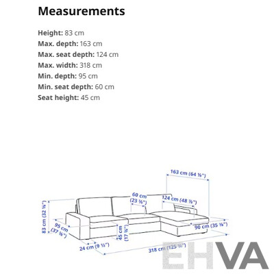IKEA Kivik LH Three Seater Sofa with Chaise