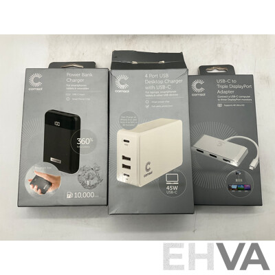 COMSOL 90W USB-C Wall Charger 2x, Power Bank Charger, 4 Port USB Desktop Charger with USB-C & USB-C to Triple Display Port Adapter - ORP $269.99