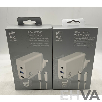 COMSOL 90W USB-C Wall Charger 2x, Power Bank Charger, 4 Port USB Desktop Charger with USB-C & USB-C to Triple Display Port Adapter - ORP $269.99