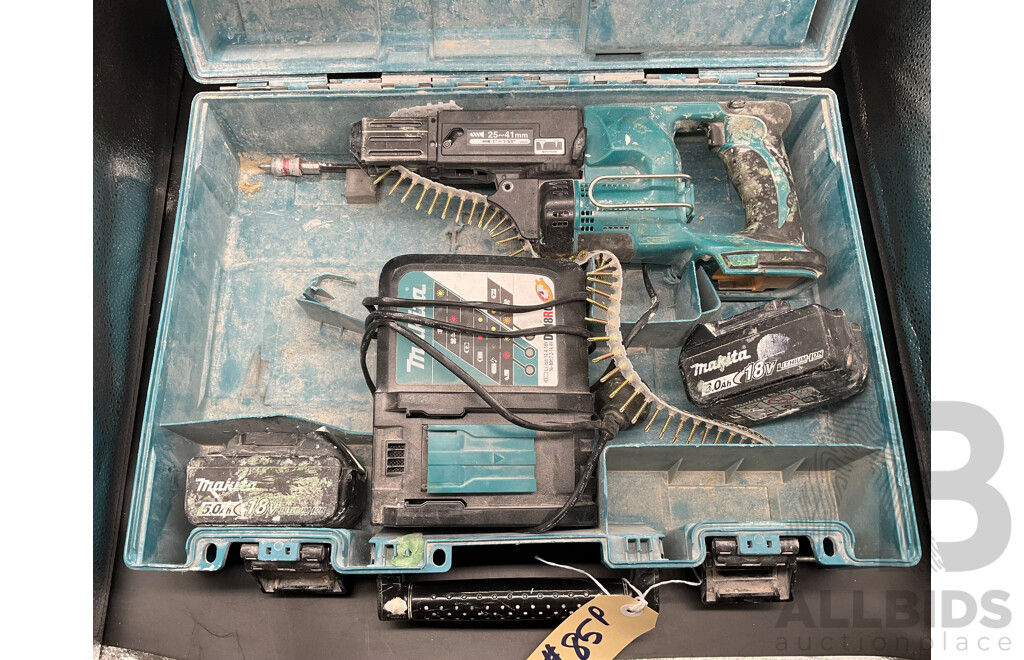 Makita Toolbox with Autofeed Screwdriver, Batteries and Charger