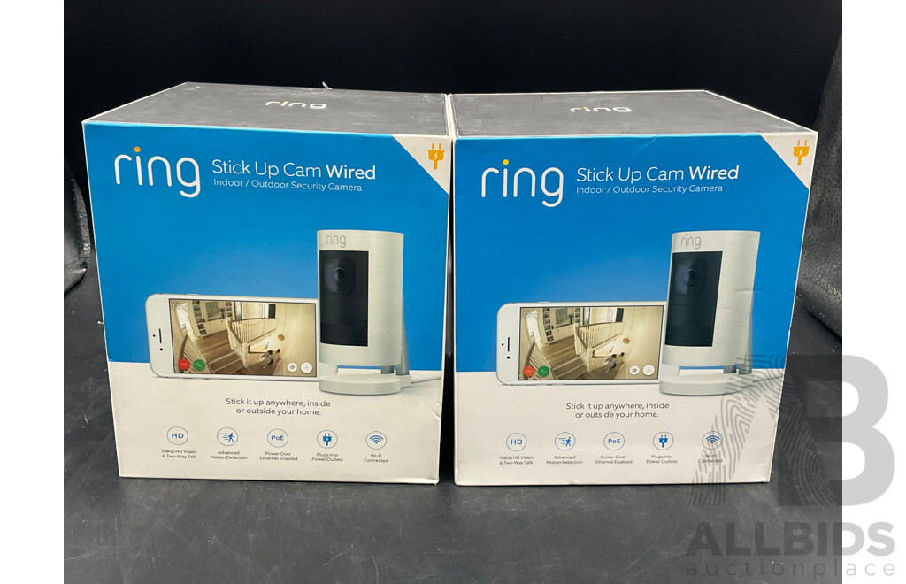 Ring Stick Up Cam HD Security Camera - Lot of 2 - ORP $399.00