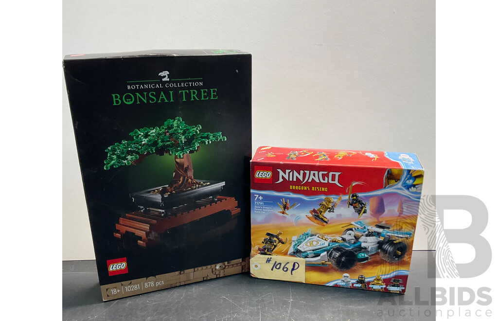 LEGO 10281 Bonsai Tree & 71791 Ninjago Zane's Dragon Power Spinjitzu Race Car