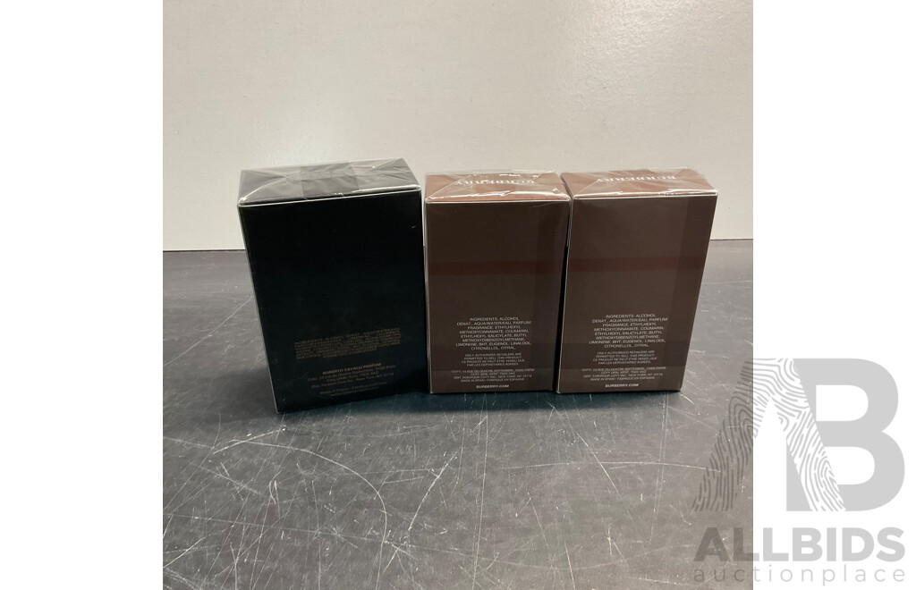 BURBERRY London for Men Eau De Toilette 50Ml X2 & ROBERTO CAVALLI Uomo Parfum 100ml