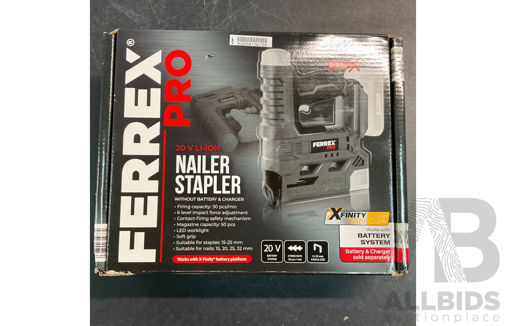 FERREX Mini Compressor & Nailer Stapler & DEWALT DCF880  Compact Impact Wrench  & BOSCH GWS 18 V-LI Cordless Angle Grinder with Battery