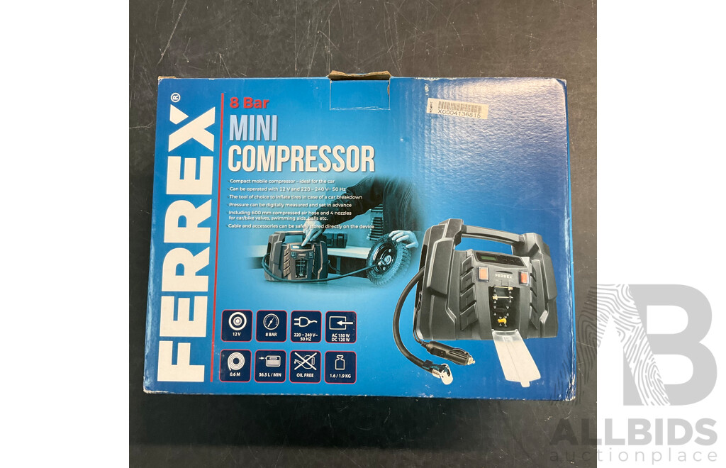 FERREX Mini Compressor & Nailer Stapler & DEWALT DCF880  Compact Impact Wrench  & BOSCH GWS 18 V-LI Cordless Angle Grinder with Battery