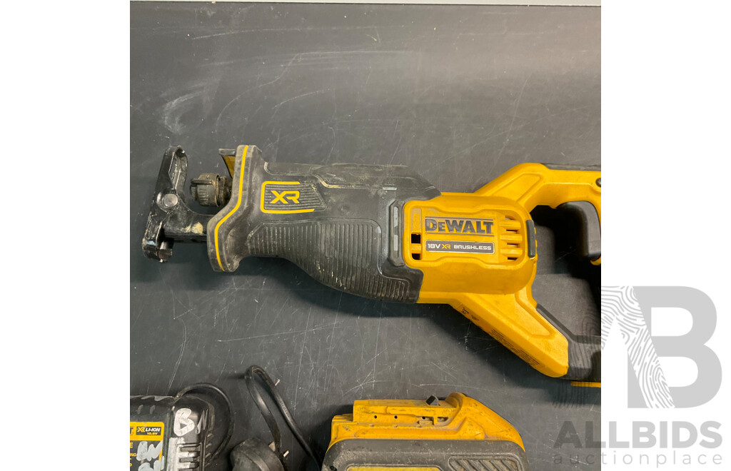 DEWALT DCS382 Cordless Brushless Reciprocating Saw with 3 Batteries & DCB100-XE Battery Charger